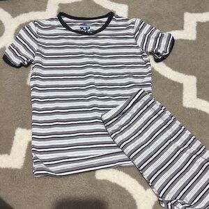 Kickee Pants Striped Pajama Set - Black and White